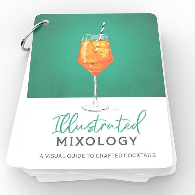 Illustrated Mixology Cocktail Book - Bar Cart Decor and Accessories - Cocktail Recipe Cards - Essentials for Home Bar - Ring-Bound Flashcards