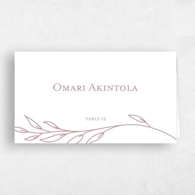 Dusty Rose, Pink Wedding Place Card - Delana