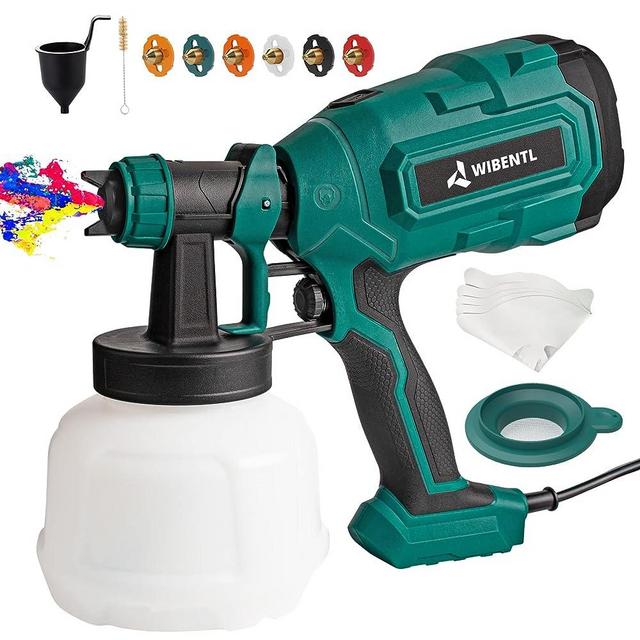 WIBENTL Paint Sprayer, 700W HVLP Electric Spray Paint Gun, with 6 Copper Nozzles & 3 Patterns, Paint Sprayers for Home Interior and Exterior, Furniture, Fence, Walls, DIY Works, Ceiling WSG10A