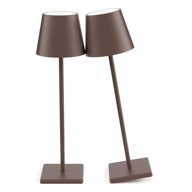 2 Packs LED Cordless Table Lamp, Rechargeable Battery Desk lamp 5500mAh Battery Operated Stepless Dimming Modern Portable Table Light for Restaurant/Table/Bedroom/Outdoor IP54 Waterproof (Rust Red)