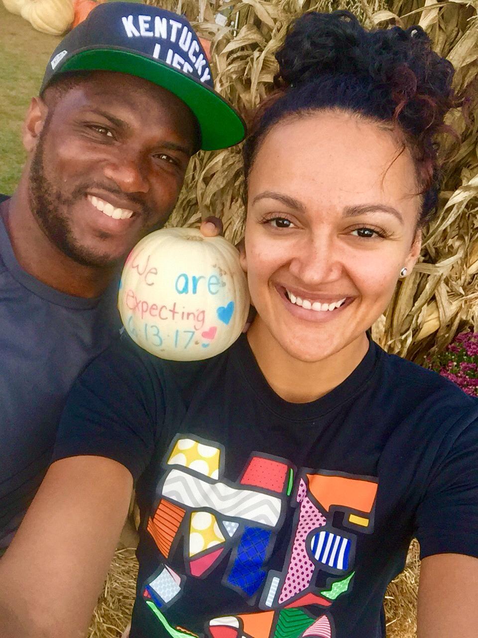 The surprise aT the pumpkin patch! Baby B is on the way!