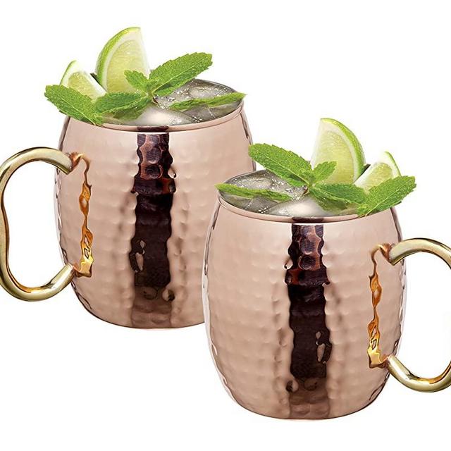 Moscow Mule Hammered Copper Mugs for Cocktails and Ice Cold Beverages - 20 oz - Set of 2