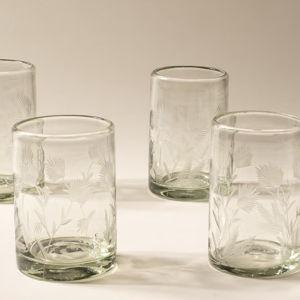Etched Thistle Recycled Glassware - Tumbler Set of 4