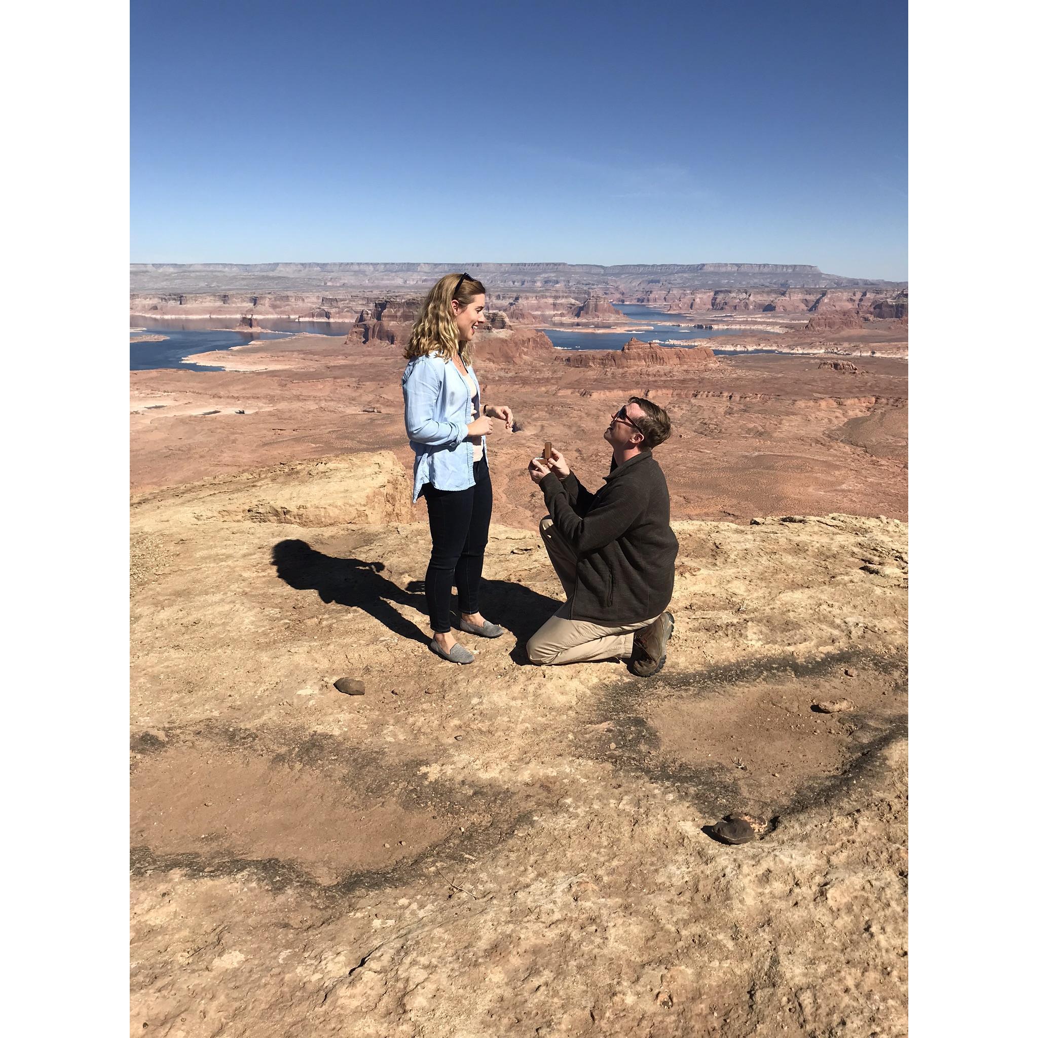 Proposal on Tower Butte. She was impressed. He was crazy nervous.