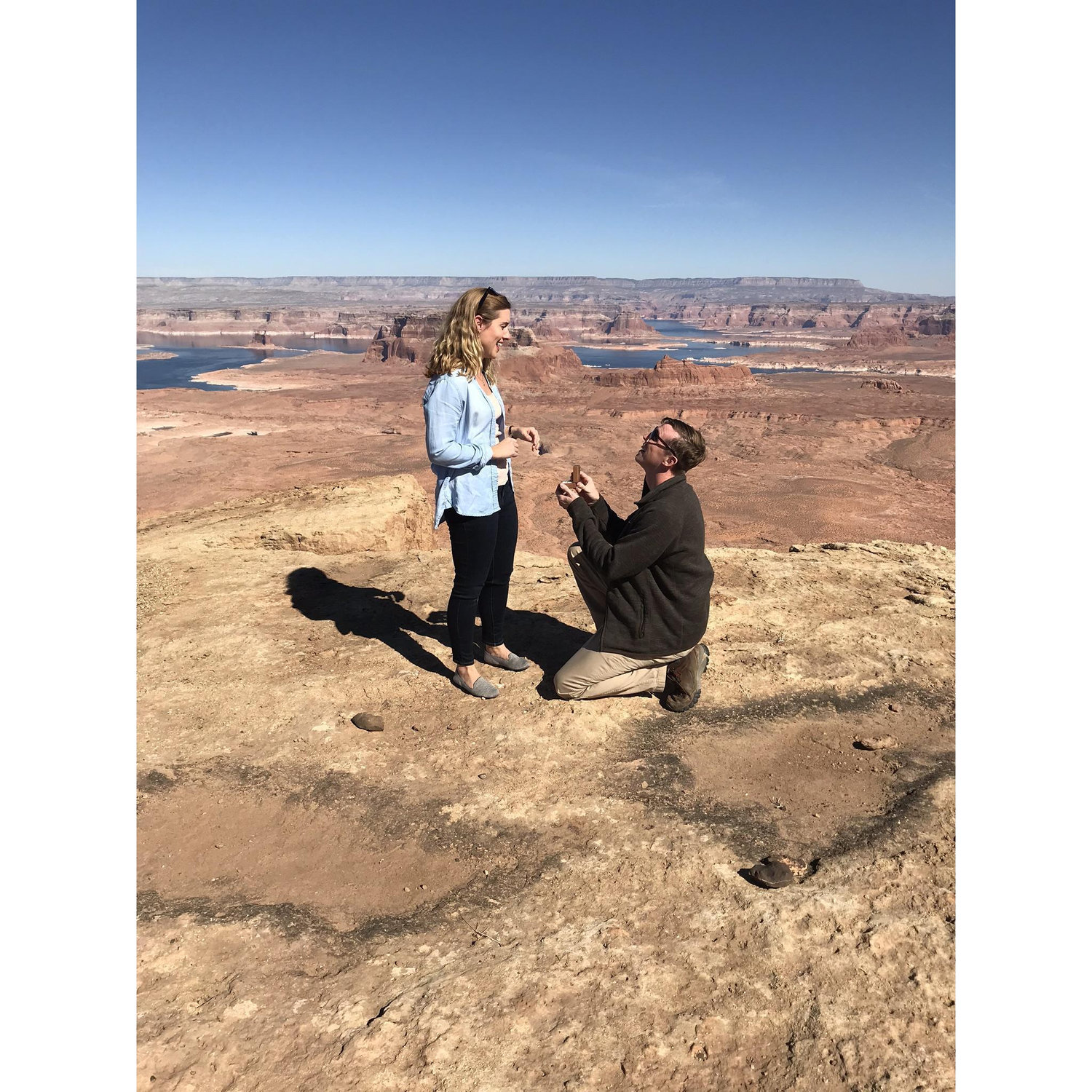 Proposal on Tower Butte. She was impressed. He was crazy nervous.