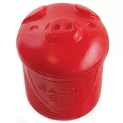 Bacon Bin Pig-Shaped 1 Cup Bacon Grease Container in Red