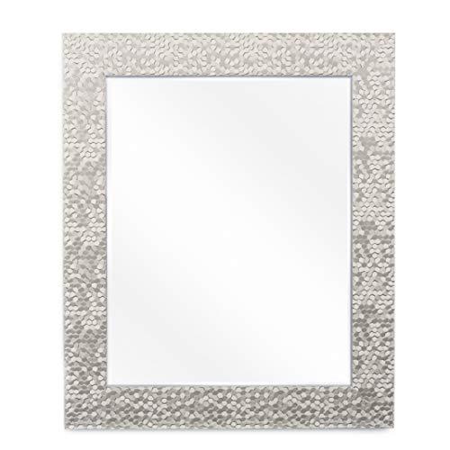 Wall Beveled Mirror Framed - Bedroom or Bathroom Rectangular Frame Hangs Horizontal & Vertical by EcoHome (27x33, Brushed Nickel)