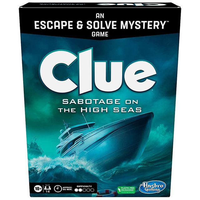 Clue Board Game Sabotage on the High Seas, Clue Escape Room Game, Murder Mystery Games, Cooperative Family Board Game, Ages 10 and up, 1-6 Players