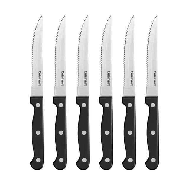 Cuisinart 6pc Stainless Steel Triple Rivet Serrated Steak Knives - C77TR-6PSK
