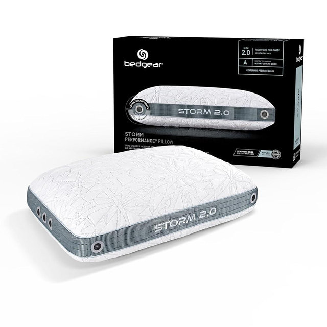 Bedgear Storm Performance Pillow Size 2.0 - Medium Firm Cooling Pillow for All Sleep Positions - Back, Side, Stomach Sleepers - Includes Hypoallergenic, Washable, and Removable Cover - White