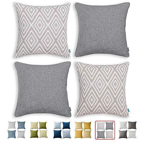 HPUK Decorative Pillow Covers Couch Pillow Covers Throw Pillow Covers for Couch, Sofa, Bed, 17x17 Inch Set of 4 Polyester Farmhouse Pillow Covers, Grey