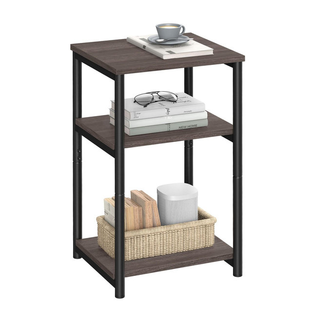 Side Table, Small End Table, Tall Nightstand for Living Room, Bedroom, Office, Bathroom, Chestnut Brown and Black
