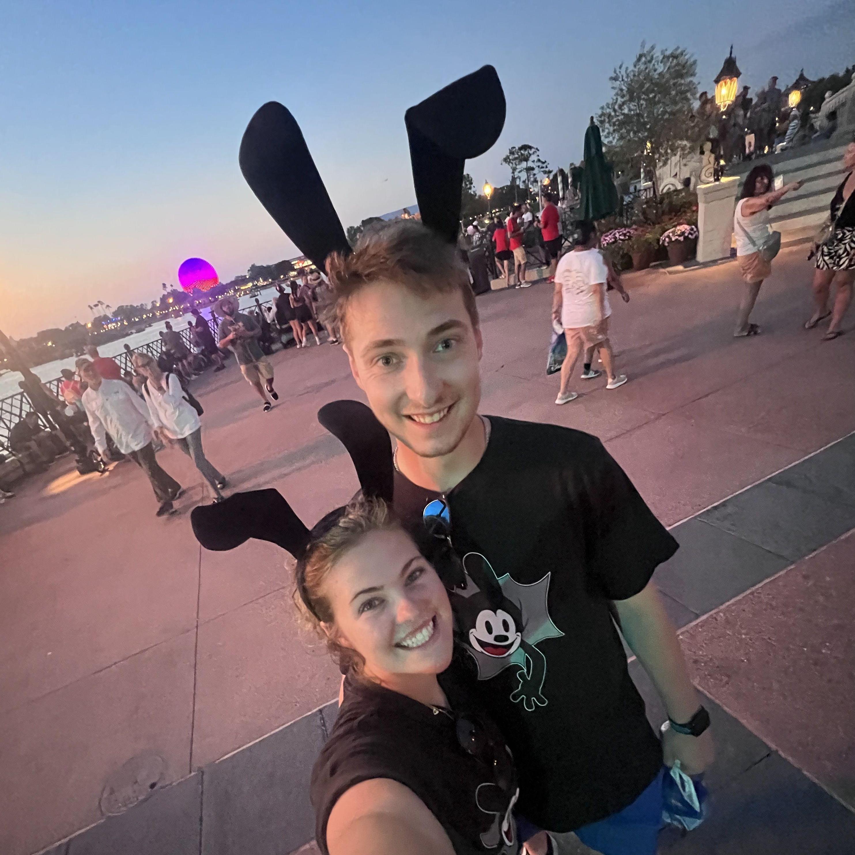 Marcus' first trip to Disney World summer of 24'! And no, I (Cheney) didn't have to beg him to match with me. He's a keeper!
