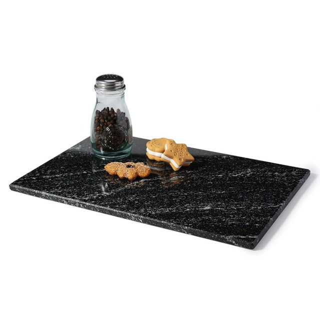 Koville Natural Black Marble Cutting Board for Kitchen Counter, 12" x 8" Real Stone Slab Marble Cheese Board for Home Decor, Granite Pastry Boards Granite Cutting Boards Bathroom Tray Candle Plate