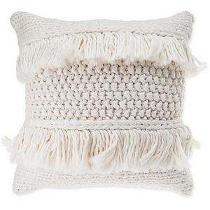 Anthology™ Henley Knit Fringe Square Throw Pillow in Ivory