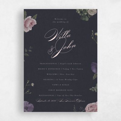 Ebony, Blue Wedding Program - Bourgeon