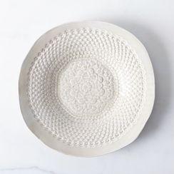 Handmade Round Platter with Lace Detail
