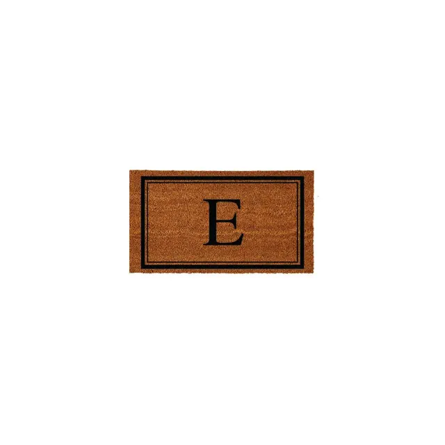 Evergreen Monogram Indoor Outdoor 100% Natural Coir Doormat 28" x 16" | Letter "E"
