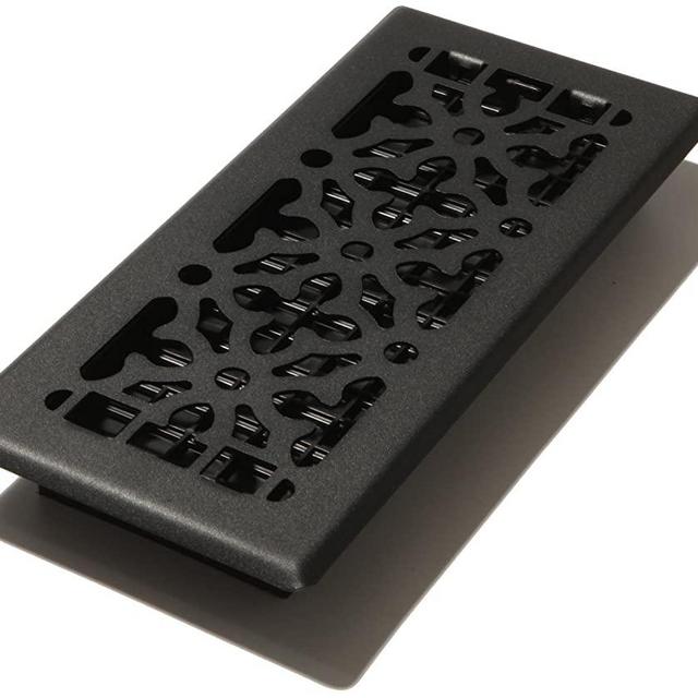 Decor Grates AGH410-BLK 4-Inch by 10-Inch Gothic Black Steel Floor Register