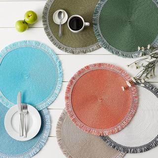 Round Fringe Woven Placemat, Set of 6