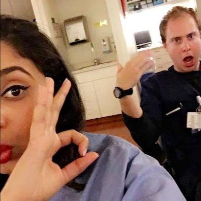 9/19/17 --the first picture we ever took together. We were working night shift at Santa Barbara Cottage Hospital when we decided to do a midnight spicy noodle challenge. What else would we be doing ??