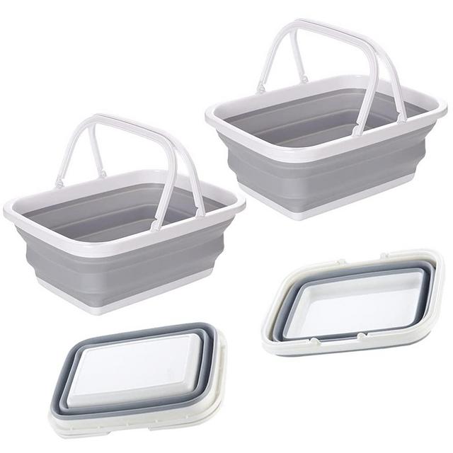TINSKY Collapsible Sink with Handle, Collapsible Cutting Board 2.37 Gal / 9L Foldable Washing Basket 3 in 1 Multifunctional Storage Basket for Camping, Outdoor,Kitchen, Picnic, Hiking and Home