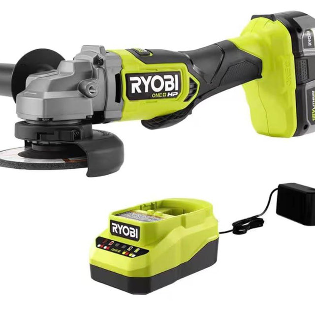 RYOBI ONE+ HP 18V Brushless Cordless 4-1/2 in. Angle Grinder Kit with 4.0 Ah Battery and Charger