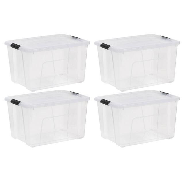 IRIS 60Qt 4pk Plastic Storage Bins With Lids and Latching Buckles