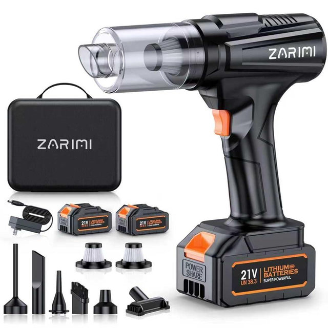 Cordless Handheld Car Vacuum Cleaner, 50,000Pa High-Power Rechargeable Dust Buster with 2 Batteries & Charger, 6-in-1 Portable Vacuum Cleaners for Home, Car, Pet Hair, Keyboard, Black