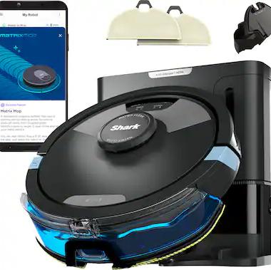 Shark - Matrix Plus 2-in-1 Robot Vacuum & Mop with Sonic Mopping, Matrix Clean, Home Mapping, HEPA Bagless Self Empty, WiFi - Black