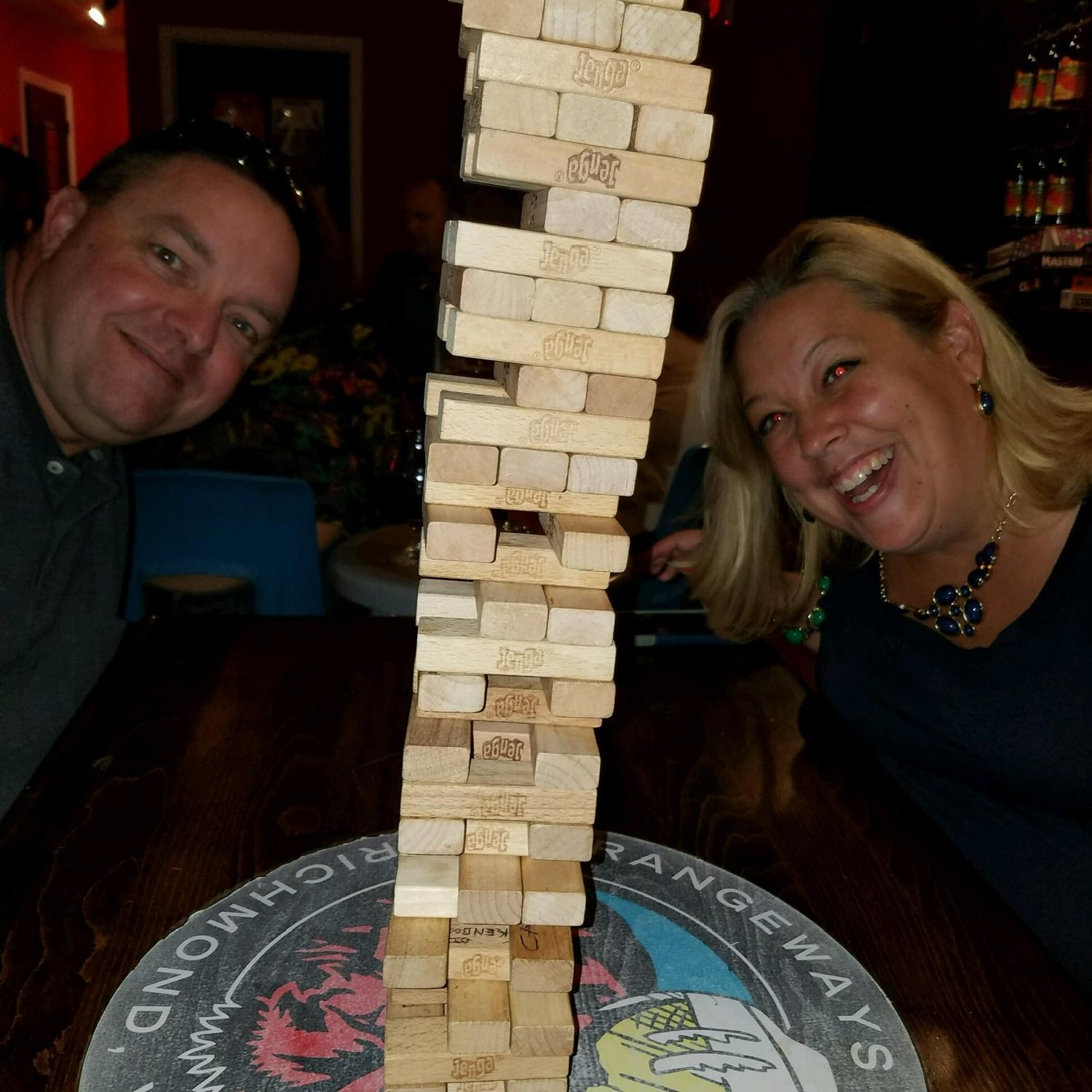 Jenga fun at Strangeways Brewing.
