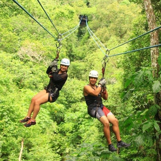 Zip lining in Puerto Vallarta, off of a cruise excursion. Fátima thought it was just one zip line didn’t realize it would be 10 different things