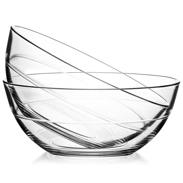 NUTRIUPS Big Glass Bowls, Tempered Glass Mixing Bowls, Salad Bowls for Kitchen Micowave, Dishwasher and Oven Safe (8.7 IN (2 PCS))