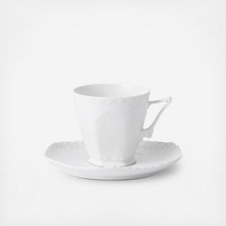 White Fluted Full Lace 2-Piece Coffee Cup & Saucer Set