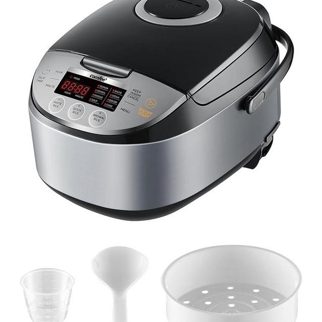 COMFEE' Rice Cooker 12 Cups Cooked/6 Cups Uncooked, Portable Non-Stick Rice Maker, Japanese Rice Cooker with Fuzzy Logic Technology, 24-Hour Timer Delay, 11 Presets, Steamer, Fast Rice Cooker, Grain Cooker, Black