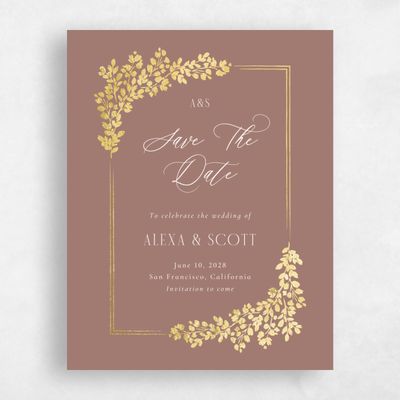Chestnut, Brown Wedding Save the Date - Calla Portrait Foil