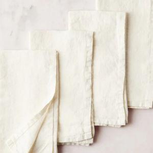 KAF Home Stonewashed Linen Napkins, Ivory