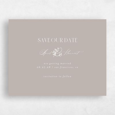 Greige, Brown Wedding Save the Date - Olmo Landscape