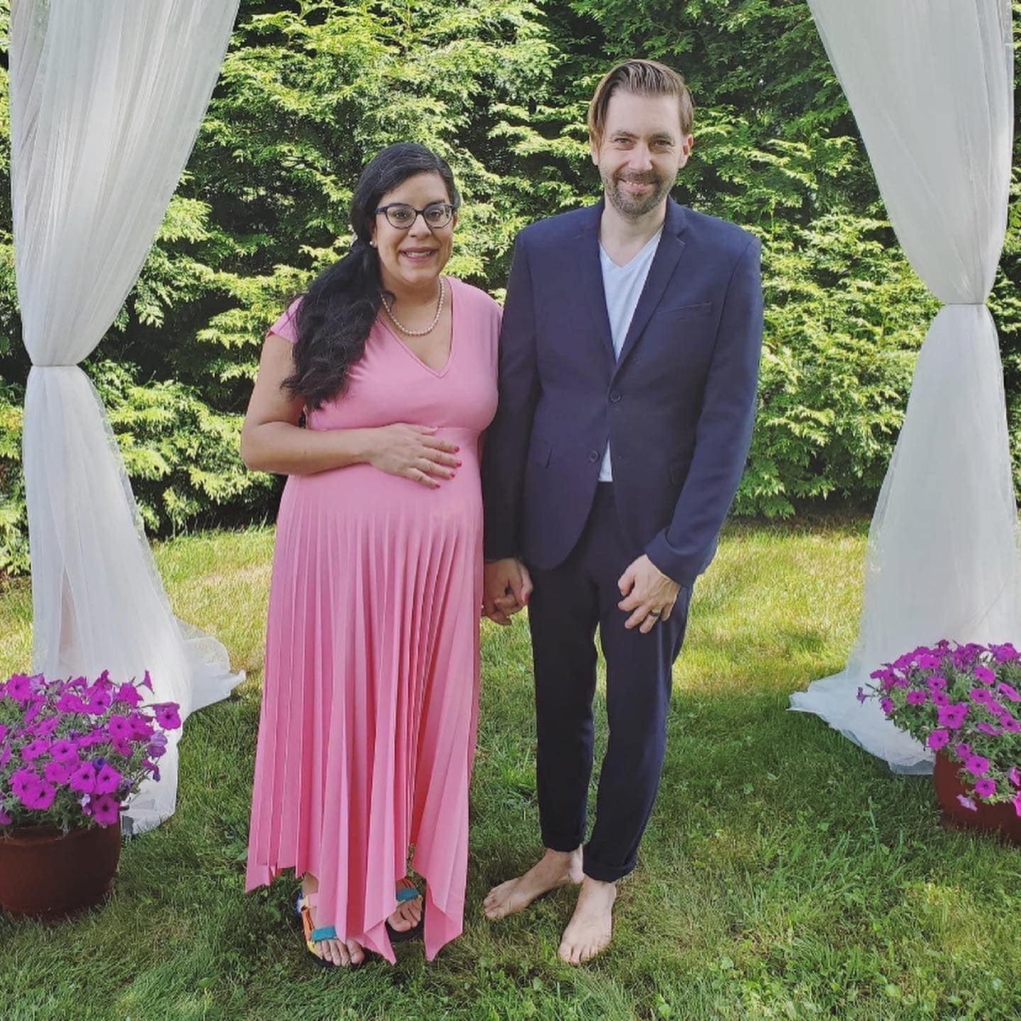 Our small backyard ceremony in the middle of covid, June 2020 (Tanya was 30 weeks pregnant)