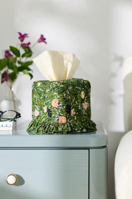 Fabric Printed Ruffle Tissue Box Cover