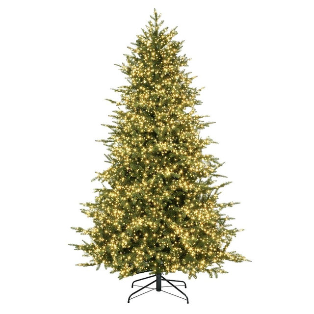 Holiday Bright Lights King Pine Sparkle 7.5 ft Pre-Lit Artificial Christmas Tree, 2,250 3mm LEDs (White & Multicolor), 7 Modes, Remote & Pedal, 50" Full LED Christmas Tree with Insta-Shape Branches