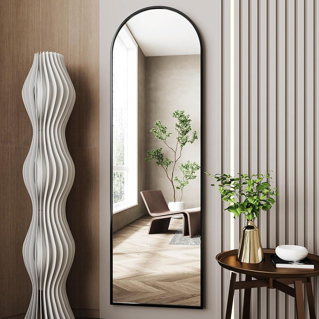 AUYHM Wall Mirror Full Length 18"x58",Arched Floor Mirror,Full Length Wall Mirrors,Arched Wall Mirrors,Full Body Mirror,Black Frame