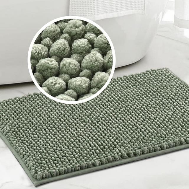 Turquoize Bathroom Rugs Non-Slip Chenille Bath Mat for Bathroom 20 x 32 Inches Extra Soft and Absorbent Shaggy Bathroom Rugs, Machine Washable Perfect for Bathtub and Shower Floor, 32" X 20", Sage