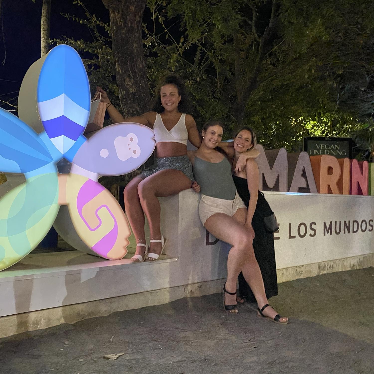 3/13/22 Audrey, Christina, and Dacia during night out on the town in Costa Rica! (Brendon and Justin were bonding with a local skateboarder nearby).