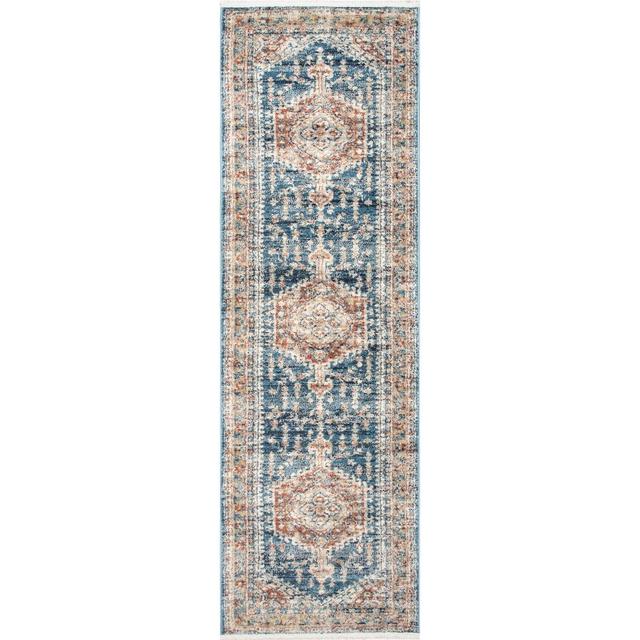 nuLOOM Harley Faded Medallion Kitchen Runner Rug - Hallway, Entryway, 2' x 8', Blue