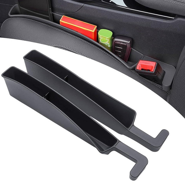 Car Seat Gap Filler Organizer 2 Pack, Seat Gap Filler Organizer for Automotive, Car Organizer Suitable for SUV, Trunk and Sedan, Storage for Coins & Glasses & Keys.(Black)