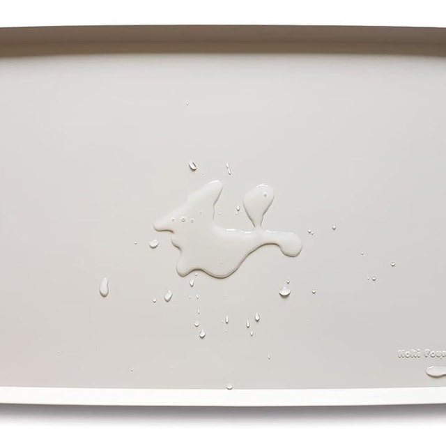 Hoki Found X-Large Silicone Pet Food Mats Tray - Non Slip Pet Dog Cat Bowl Mats Placemat - Dog Pet Cat Feeding Mat - Waterproof Dog Cat Food Mats -Pet Water Mats for Carpet - Cream Brown