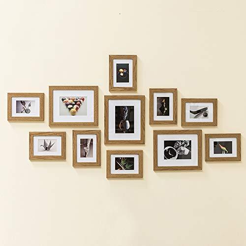 Muzilife 11 pcs Collage Picture Frame-3pcs 8x10+ 8pcs 5x7 Display Photograph and Wall Décor Photo Frames for Dining Room Bedroom and Living Room (Oak)