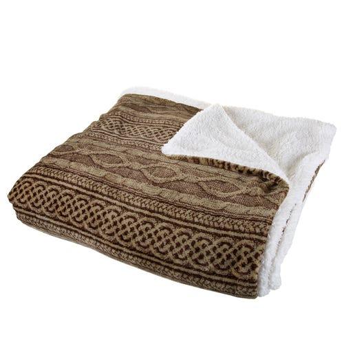 Flannel & Sherpa Reversible Chocolate & Taupe King Blanket
