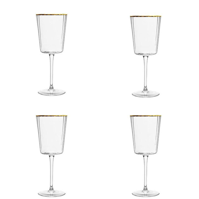 10 Strawberry Street Grace Gold Rim Glassware, Red Wine Glass, Set of 4